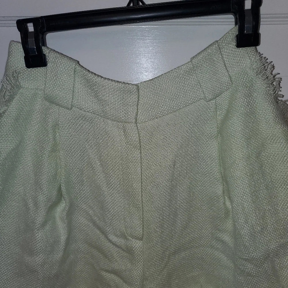 Linen hi waist cuffed shorts boho preppy mint sz s NWT - Picture 2 of 9